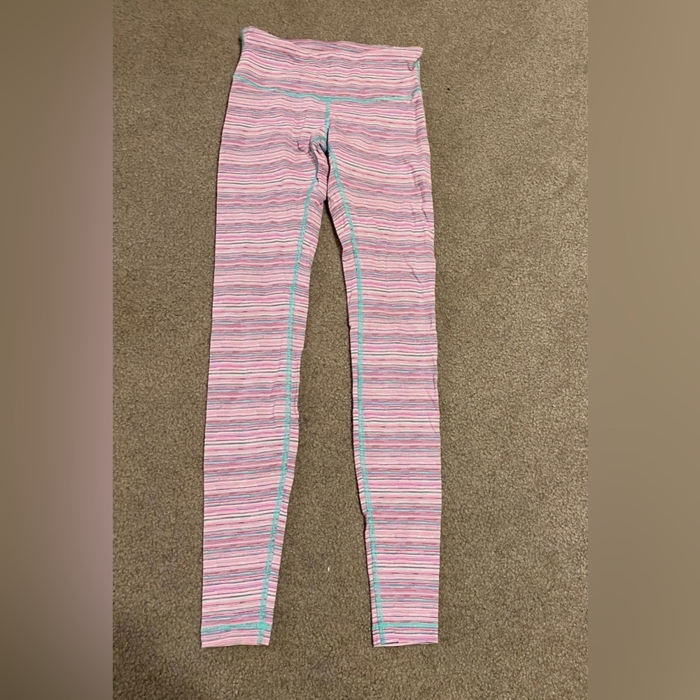 Lululemon Pink Striped Leggings Size 4